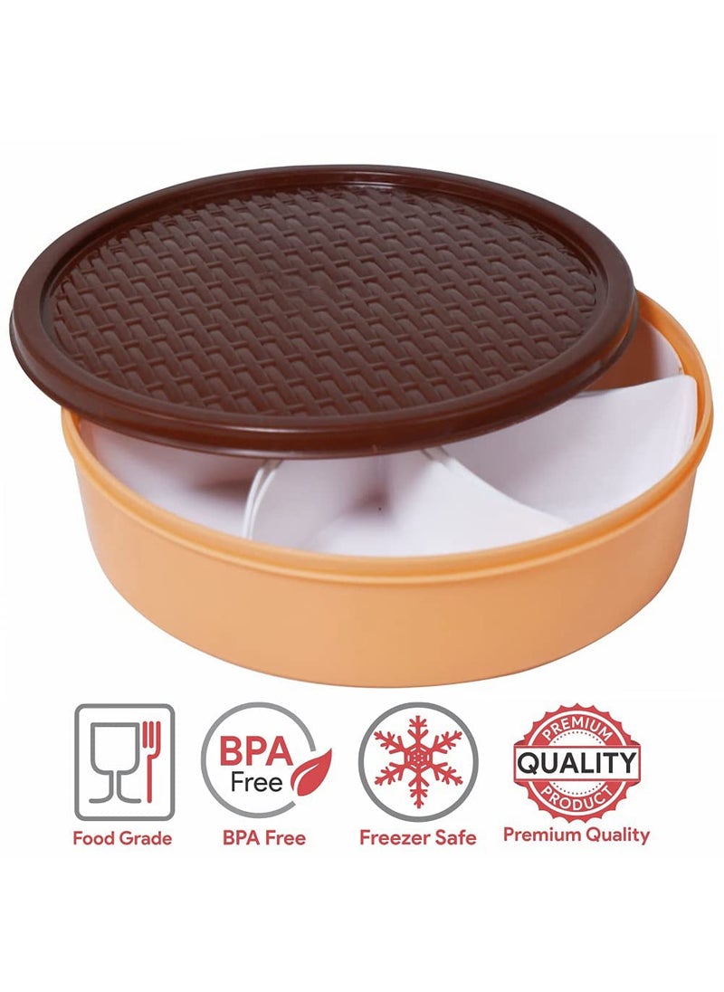 Heart Home Large Plastic Masala Box With 6 Containers & 1 Spoon- Pack of 2 (Cream)-HS43HEARTH25895