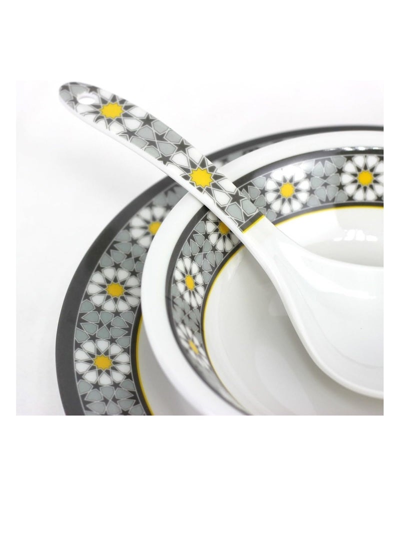 Melrich 20 Pcs Melamine Dinner Set Dinner and Soup plates Curry ladle Salad bowl and Bowl Dishwasher and Freezer safe Durable and Strong
