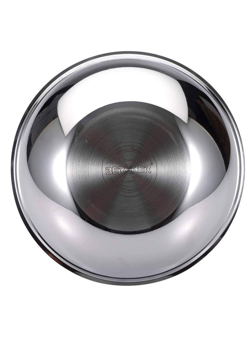Bergner Argent Triply Stainless Steel Set of 6 Pcs Tasra/Taslas, Size of 16cm, 18cm, 20cm, 22cm, 24cm and 26cm, Even Heat Distribution, Less Oil Cooking, Induction Bottom and Gas Stove Ready - Silver