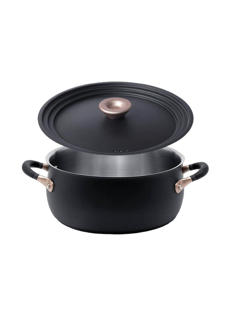 Meyer Accent Series Hard Anodized Steel Casserole with Lid | Biryani Pot | Cooking Casserole with Lid Gas and Induction Compatible | Cooking Set for Kitchen, 2 Piece, Matte Black