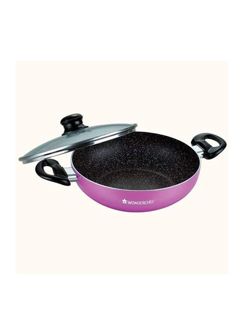Wonderchef Athena Aluminium Non-Stick Cookware Set of 4 | Kadhai with Glass Lid 24cm, Fry Pan 24cm & Dosa Tawa 25cm | Induction Friendly Cookware | Cool Touch Bakelite Handle | Pure Grade Aluminium | PFOA Free | 2 Year Warranty | Pink