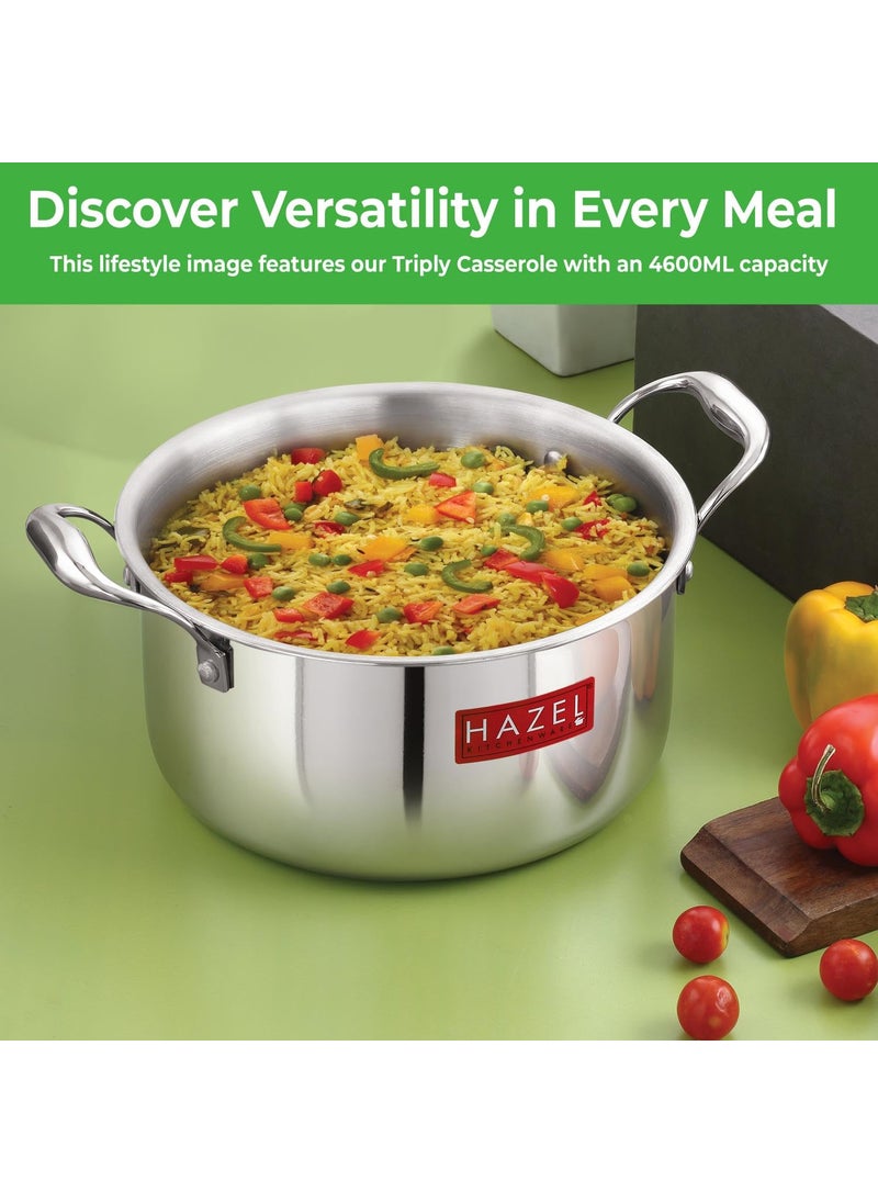 HAZEL Triply Stainless Steel Induction Bottom Tope with Handle, 4.2 Litre, 22.5 cm