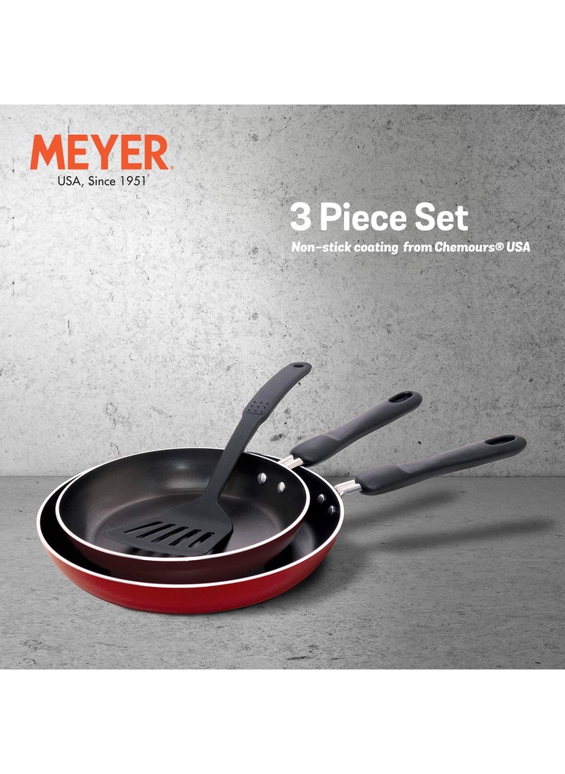 Meyer 3-Piece Aluminum Cookware Set, 2 Frypans with Accessory (Not Suitable for Induction)