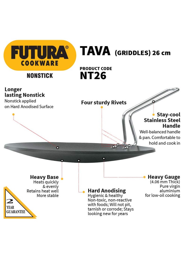 Hawkins Futura Non-Stick Tawa, 26cm (R50) and Q54 Futura Non-Stick Kadhai Deep-Fry Pan, 2.5 Litres/26cm, Black