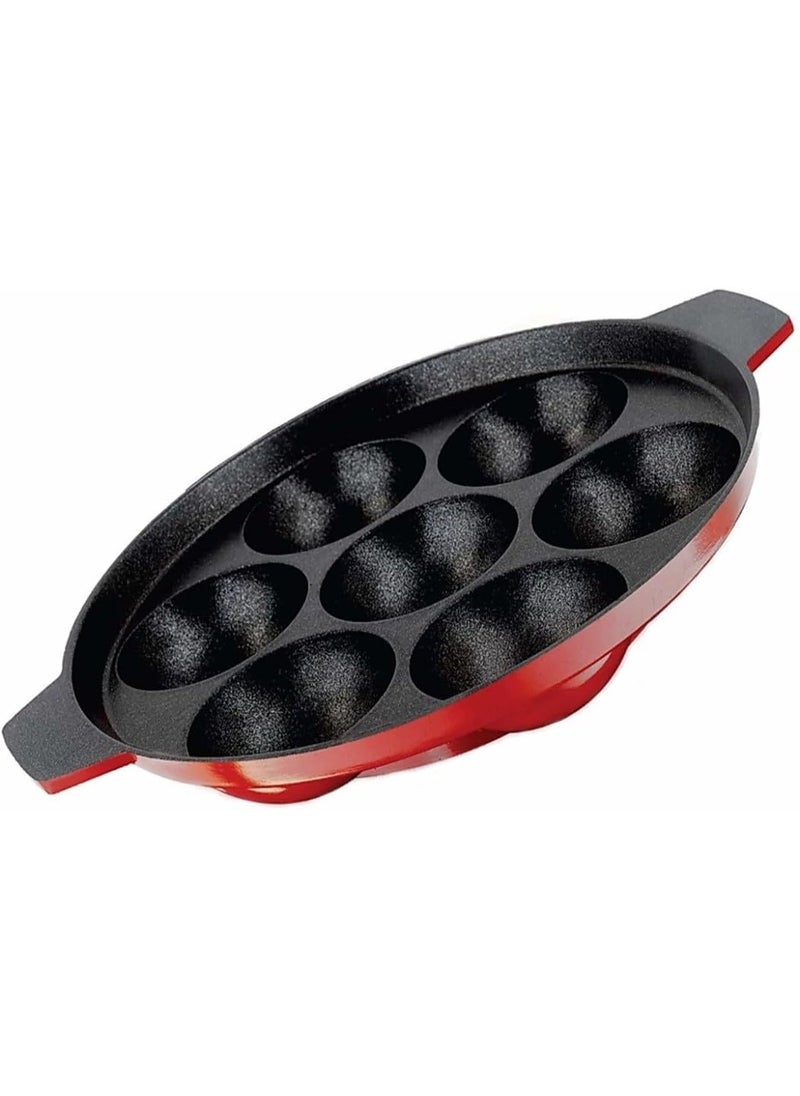Bahurani Non-Stick Aluminium Pots and Pans Cooking Utensil Combo Set|7Liter| | 7 Ball Mini APPAM PATRA Without LID RED