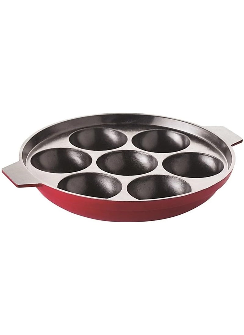 Bahurani Non-Stick Aluminium Pots and Pans Cooking Utensil Combo Set|7Liter| | 7 Ball Mini APPAM PATRA Without LID RED
