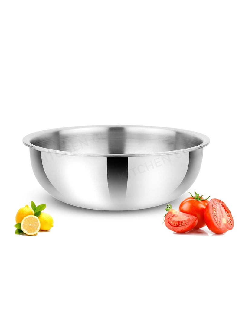 KITCHEN CLUE Stainless Steel 3 PLY Tasla for Cooking, Doughing in Kitchen (20 Cm - 1700 ML) - Induction Compatible - Steel Kadhai/Tasla Cookware Set - Highly Durable & Unbreakable - 5 Year Warranty