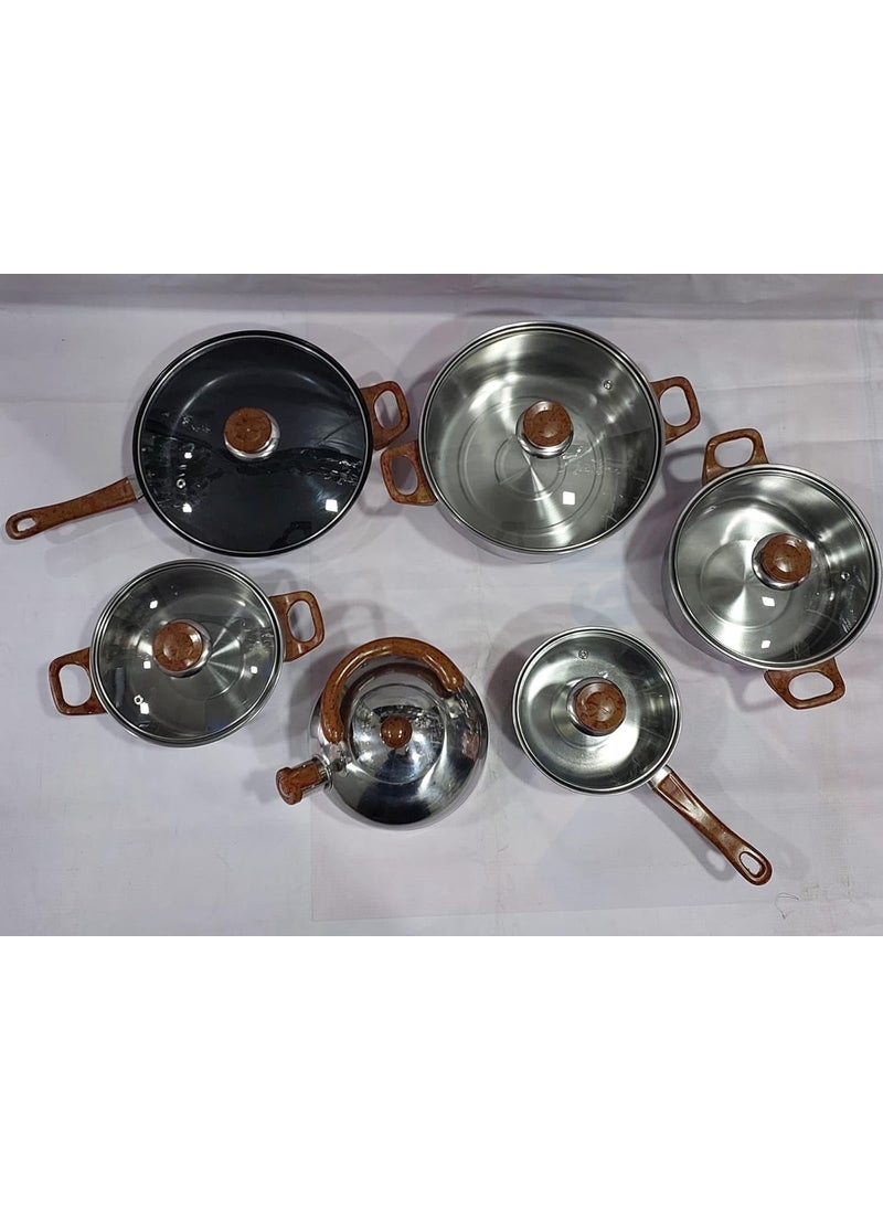 12-Piece Stainless Steel Cookware Set, 3L-16cm, 18cm, 20cm, 24cm Pots and Pans