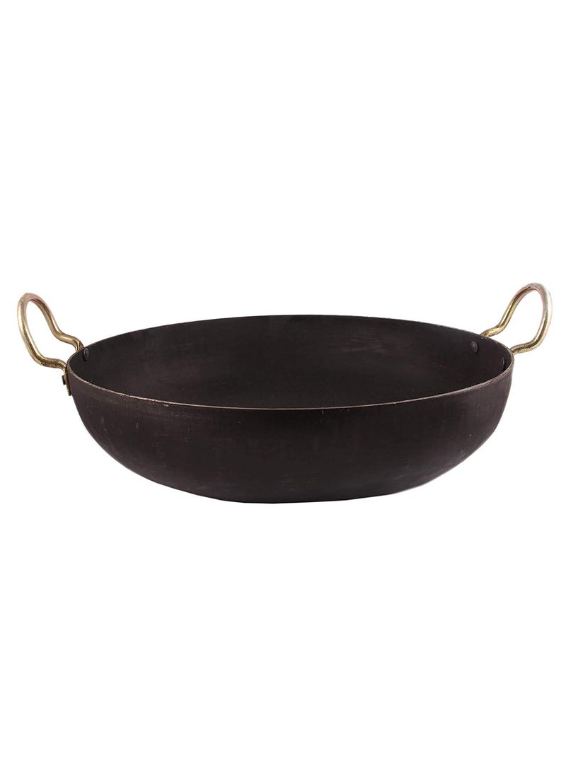 shri gaurangi Iron 3 PES cookware Set Kadhai Combo deep Bottom Frying Pan Cooking Multipurpose Use Kadai Heavy Base with Handle Black Color Induction Friendly 8 in 10 in 11 in 8 Liter
