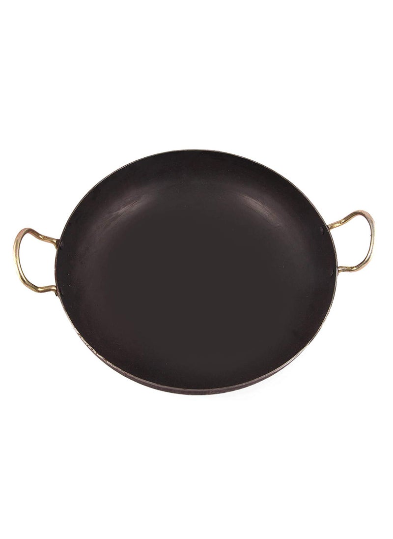 shri gaurangi Iron 3 PES cookware Set Kadhai Combo deep Bottom Frying Pan Cooking Multipurpose Use Kadai Heavy Base with Handle Black Color Induction Friendly 8 in 10 in 11 in 8 Liter