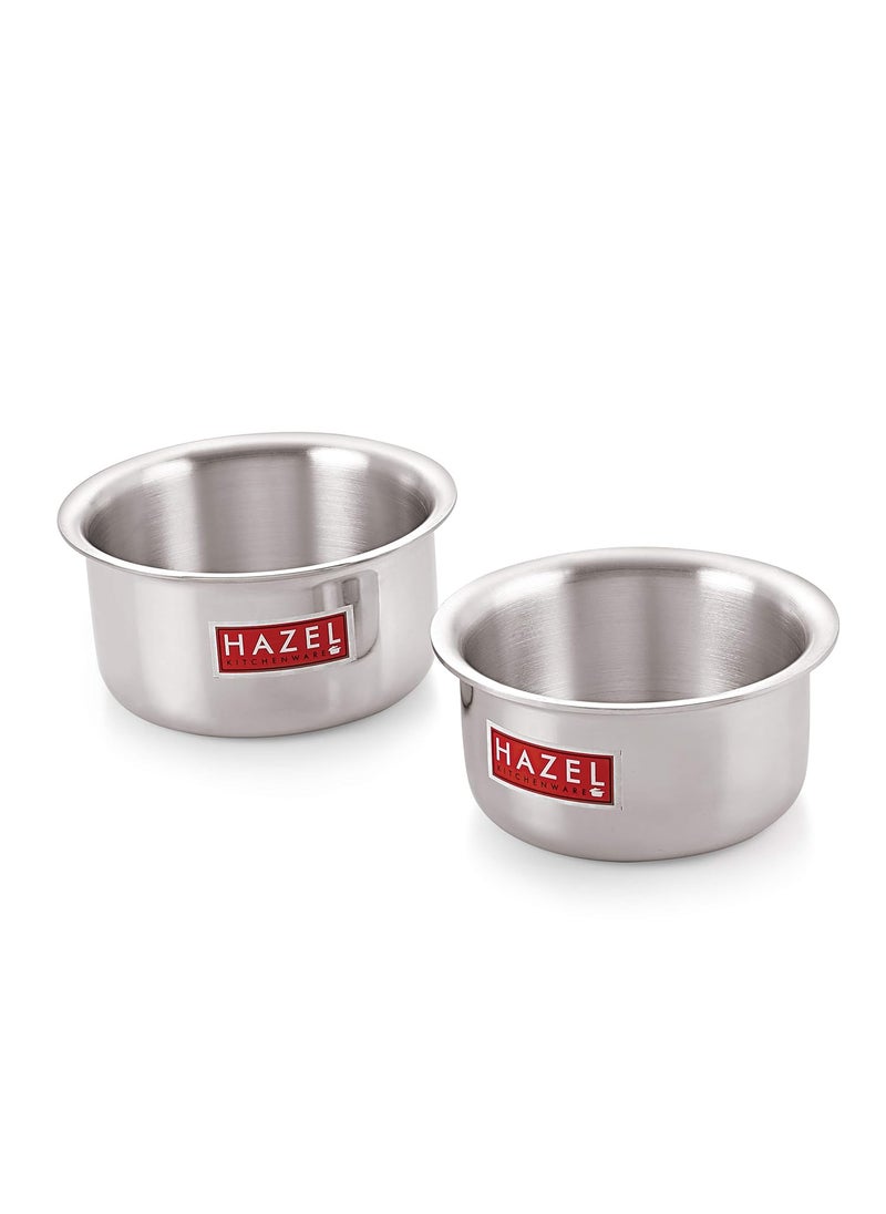 HAZEL Aluminium Tope Pot, 875 ml & 1125 ml, 2 Piece (Silver)