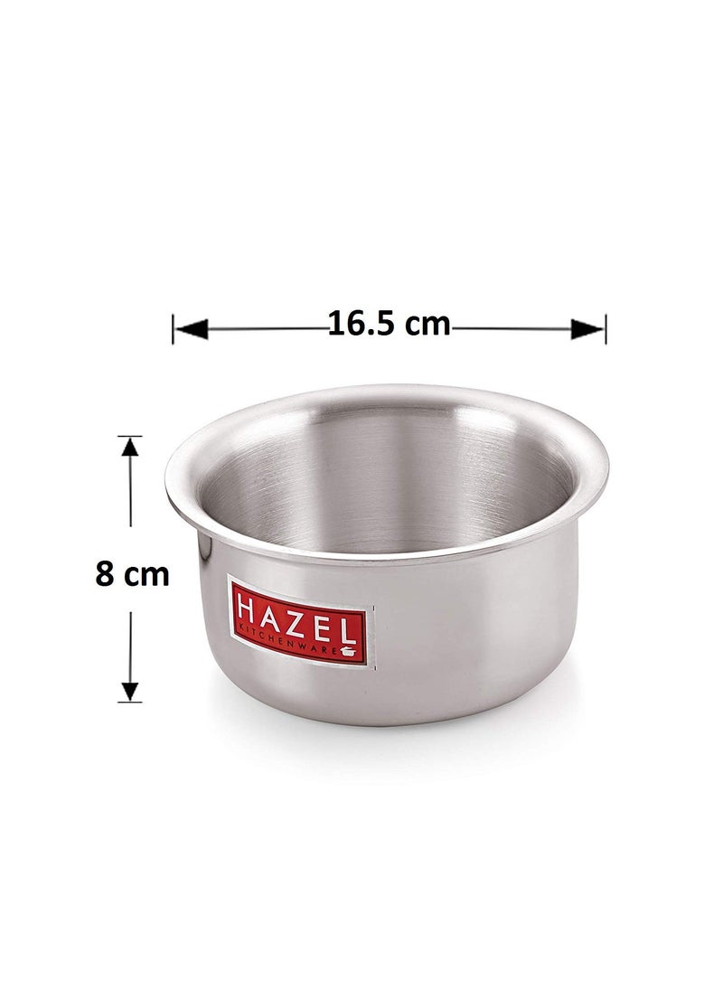 HAZEL Aluminium Tope Pot, 875 ml & 1125 ml, 2 Piece (Silver)