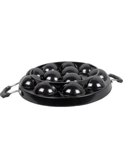 Bahurani Non-Stick Aluminium Pots and Pans Cooking Utensil Combo Set|0.7Liter| | Non Stick Appam Patra with Lid Black