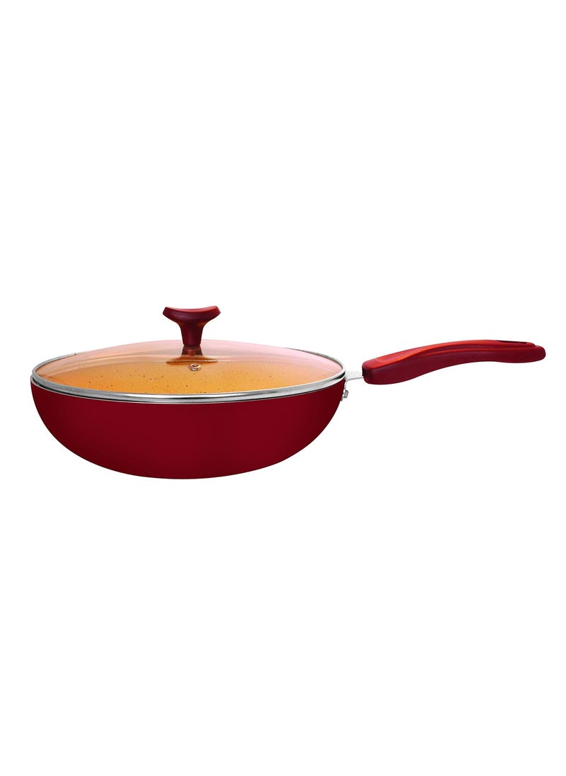 Crystal Induction Base Non-Stick Aluminium Cookware Set, 4-Piece, Maroon