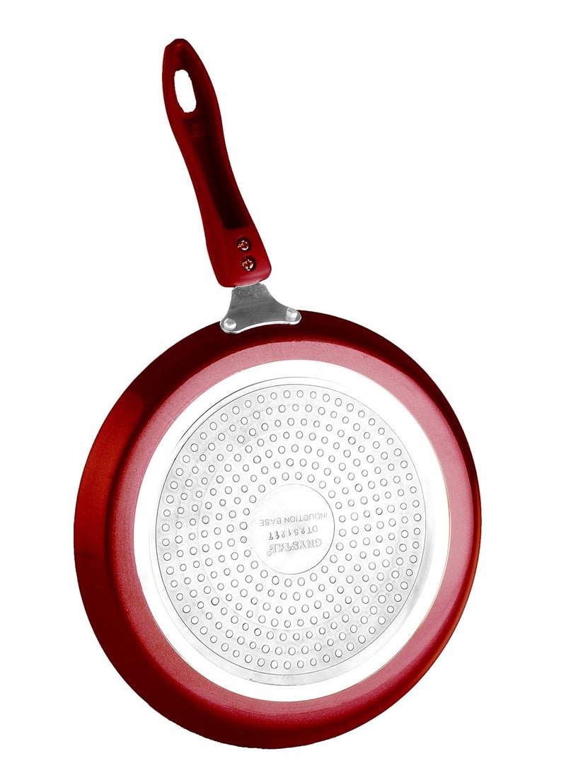 Crystal Induction Base Non-Stick Aluminium Cookware Set, 4-Piece, Maroon