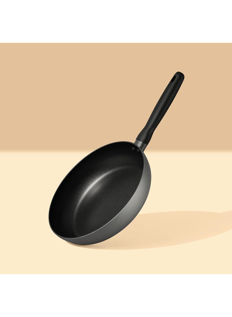 Meyer Bauhaus Aluminum Nonstick Casserole with Lid 24cm + Frypan 26cm Cookware Set | Non Stick Cookware Set | Cooking Set for Kitchen | Non Stick Pan | Induction Cookware, Grey