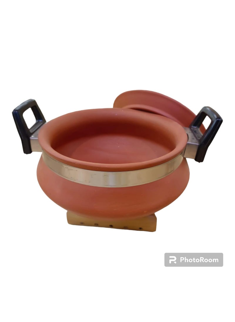 Nature's Stuff Terracotta Clay Cooking Pot Mitti Lid with Handle 2Ltr