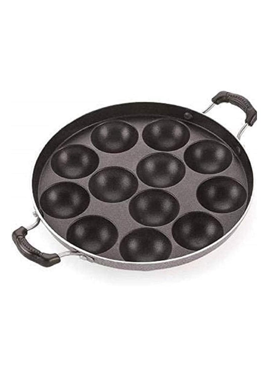 Seewarnya Non Stick 12 Cavity Aluminium Appam Patra Appam Pan/Ponganal Pan Paniyaram Pan (Aluminium - Red - Paniyaram Pan Non Stick - Appam Pan Non Stick with Lid)