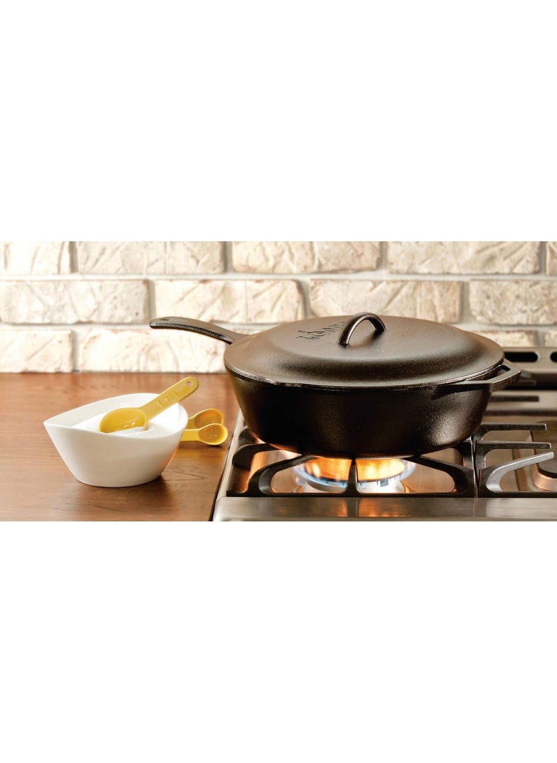 Lodge L10CF3 5 Quart Cast Iron Covered Deep Skillet by Lodge, 12 Inches