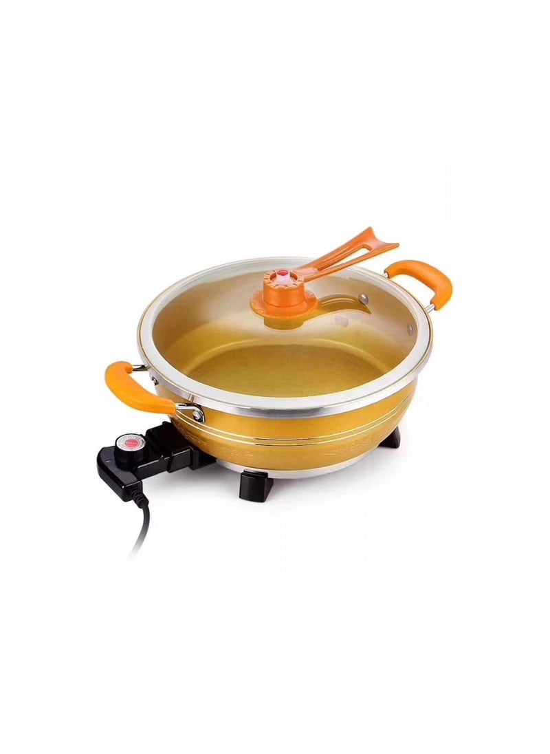 FEELING MALL Electric Heating Hot Pot Multi-Function Non Stick Smokeless Pot with Lid Heat Steamer Cooker Frying Pan Steaming Hot Pot Cooking Cookware for Kitchen