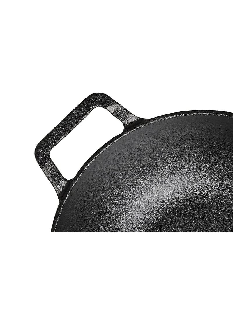 ATEVON Pre-Seasoned Cast Iron Kadai, 9 Inch, 1.5 kg, Gas Compatible, Non-Stick