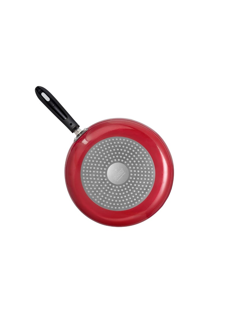 Gabry Aluminum Induction Based Nonstick Frypan (Large,Red, 28cm) with Free SS Lid, Spatula and Scrubber, Dishwasher Safe and Metal Spoon Friendly