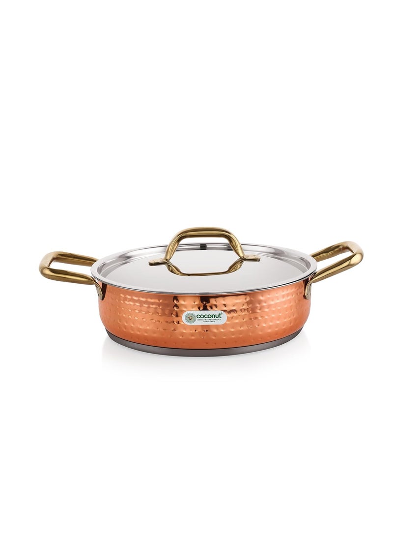 coconut Serene Stainless Steel Hammered Design Capsulated Skillet for Cook n Serve - 1 Unit - Capacity - 3000ML