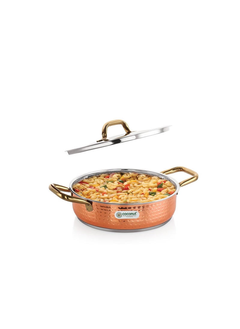 coconut Serene Stainless Steel Hammered Design Capsulated Skillet for Cook n Serve - 1 Unit - Capacity - 3000ML