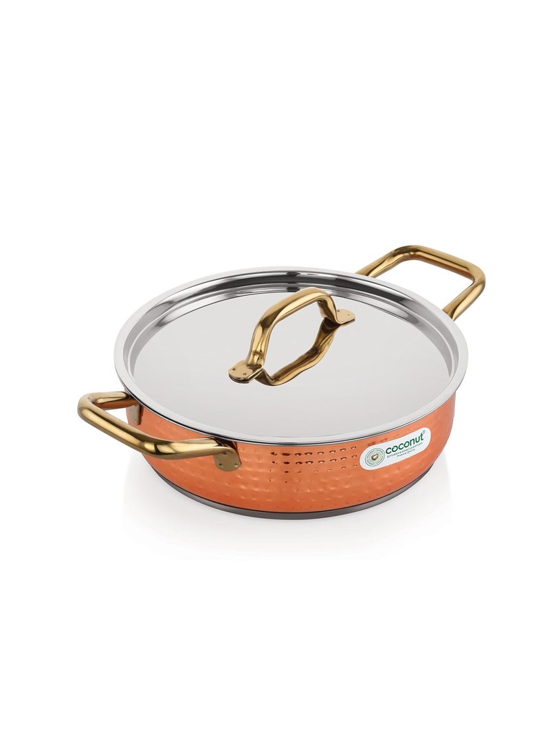 coconut Serene Stainless Steel Hammered Design Capsulated Skillet for Cook n Serve - 1 Unit - Capacity - 3000ML