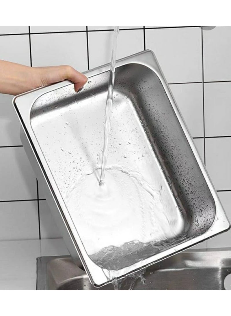Shoppers Hub PNQ SS 1/1 GN PAN (53 x 32.5cm) for Ideal Heavy Duty Use in Hotels, Caterings, Buffets, Restaurants and Other Commercial Places (PAN Depth Size: 20.0cm)