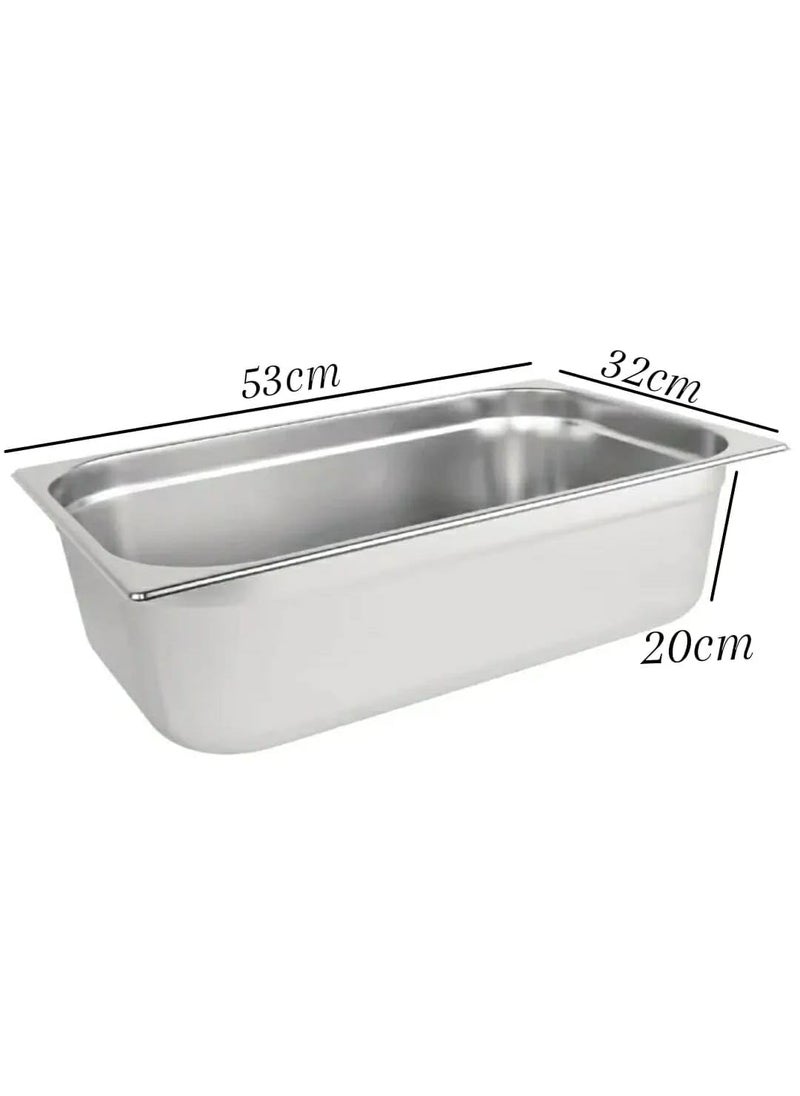 Shoppers Hub PNQ SS 1/1 GN PAN (53 x 32.5cm) for Ideal Heavy Duty Use in Hotels, Caterings, Buffets, Restaurants and Other Commercial Places (PAN Depth Size: 20.0cm)