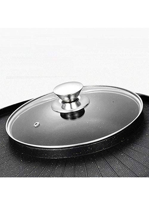 FEELING MALL Pot BBQ Hot Pot Non-Stick Pan Full-Function Powerful Stove Grill Double Burner Smokeless Round Baking Electric Multi-Function Pot Kitchen and Restaurant (1600 w)