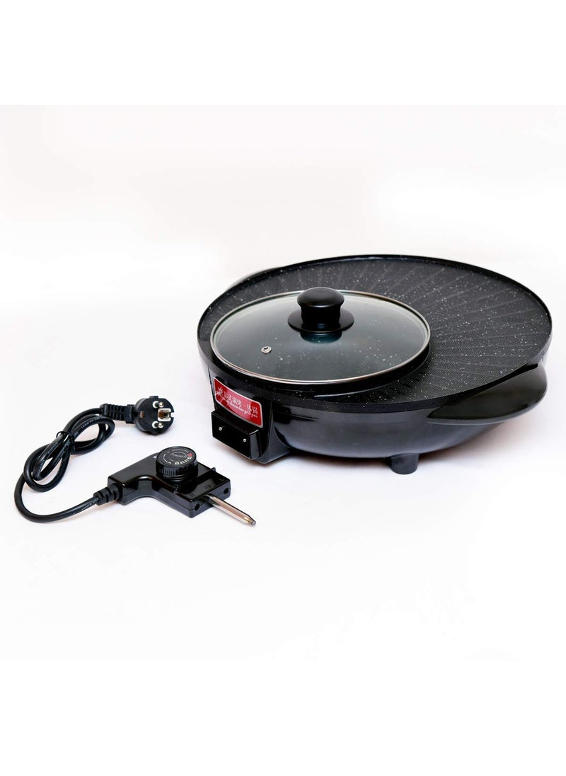 FEELING MALL Pot BBQ Hot Pot Non-Stick Pan Full-Function Powerful Stove Grill Double Burner Smokeless Round Baking Electric Multi-Function Pot Kitchen and Restaurant (1600 w)