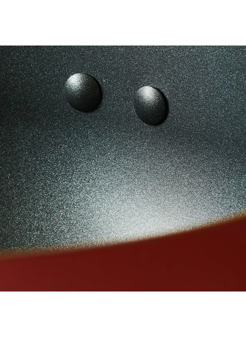 Meyer Bauhaus Aluminium Non Stick Frypan | Frying Pan | Omlette pan | Fry pan with Stick Handle | Egg Pan | Gas and Induction Compatible, 20cm, Red