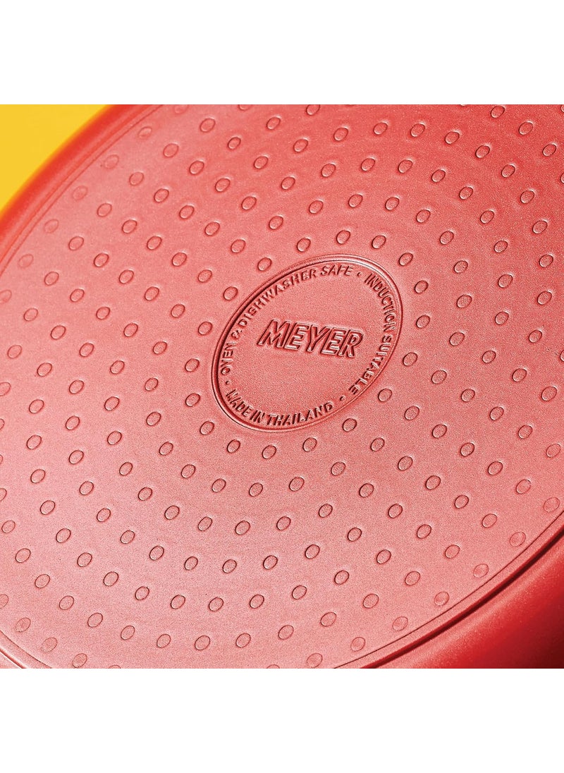 Meyer Bauhaus Aluminium Non Stick Frypan | Frying Pan | Omlette pan | Fry pan with Stick Handle | Egg Pan | Gas and Induction Compatible, 20cm, Red