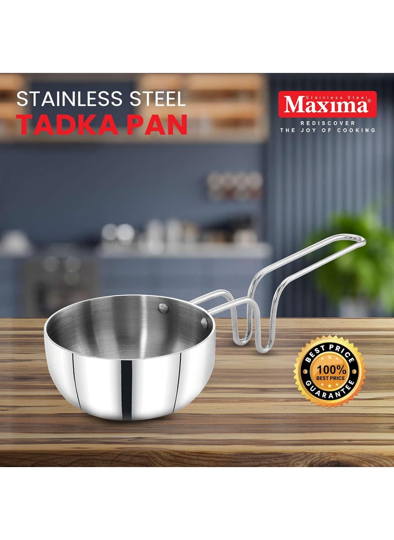 MAXIMA Stainless Steel Tadka Pan 11cm - Even Heat Distribution | Induction Base | Heat-Resistant Handle | Ideal for Daily Cooking | Non-Stick Pan