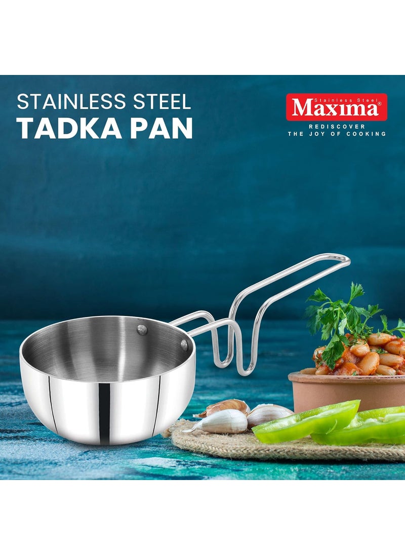 MAXIMA Stainless Steel Tadka Pan 11cm - Even Heat Distribution | Induction Base | Heat-Resistant Handle | Ideal for Daily Cooking | Non-Stick Pan