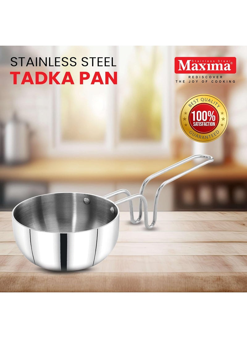 MAXIMA Stainless Steel Tadka Pan 11cm - Even Heat Distribution | Induction Base | Heat-Resistant Handle | Ideal for Daily Cooking | Non-Stick Pan