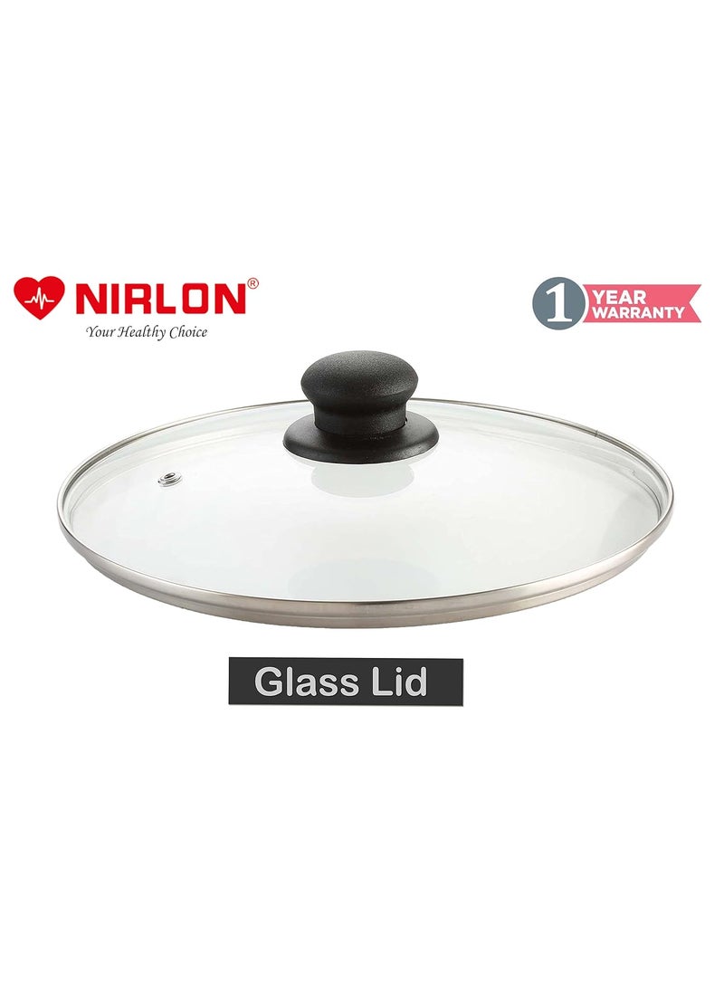 Nirlon Nonstick Coated Aluminium Big Biryani Handi/Casserole 26 cm, with Glass Lid and Bakelite Handle, Red