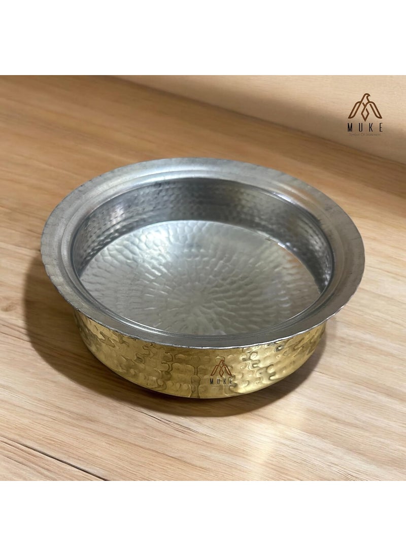 Muke Brass Lagan Handi 100% Pure Hammered – Traditional Handcrafted Cookware for Biryani & Slow Cooking Strong & Durable (5 Liter)
