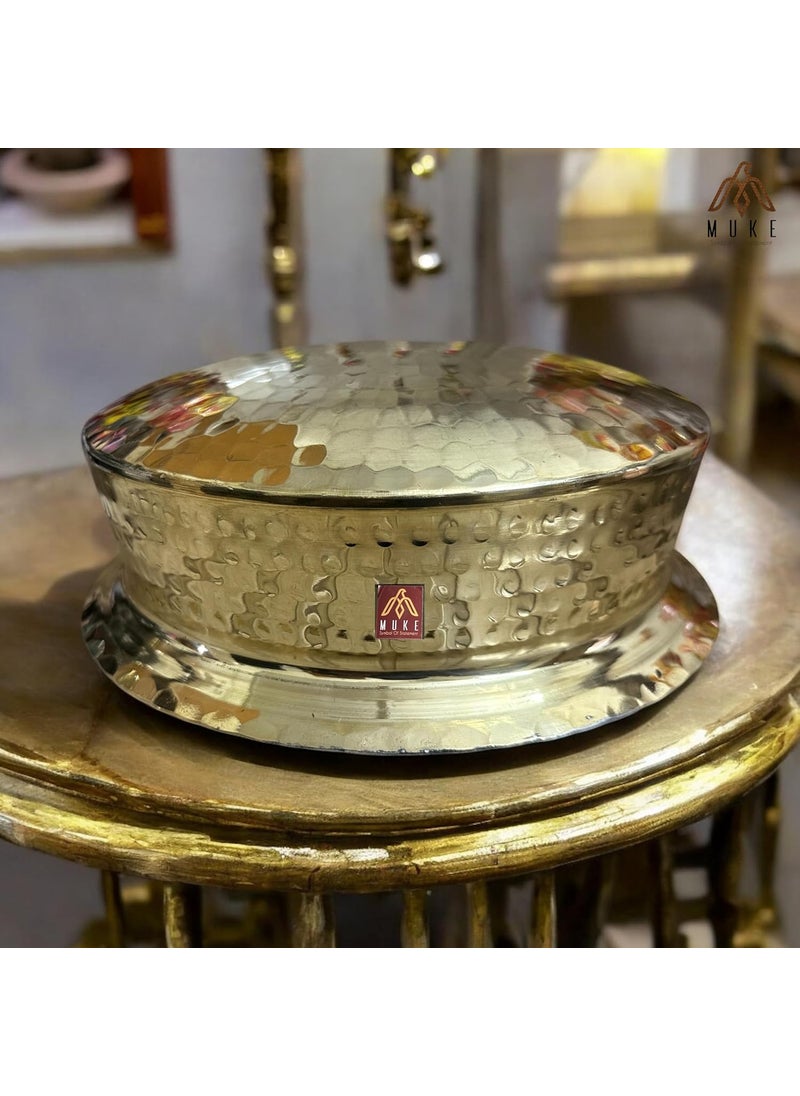 Muke Brass Lagan Handi 100% Pure Hammered – Traditional Handcrafted Cookware for Biryani & Slow Cooking Strong & Durable (5 Liter)