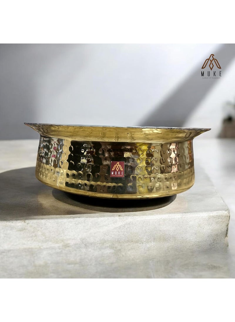 Muke Brass Lagan Handi 100% Pure Hammered – Traditional Handcrafted Cookware for Biryani & Slow Cooking Strong & Durable (5 Liter)