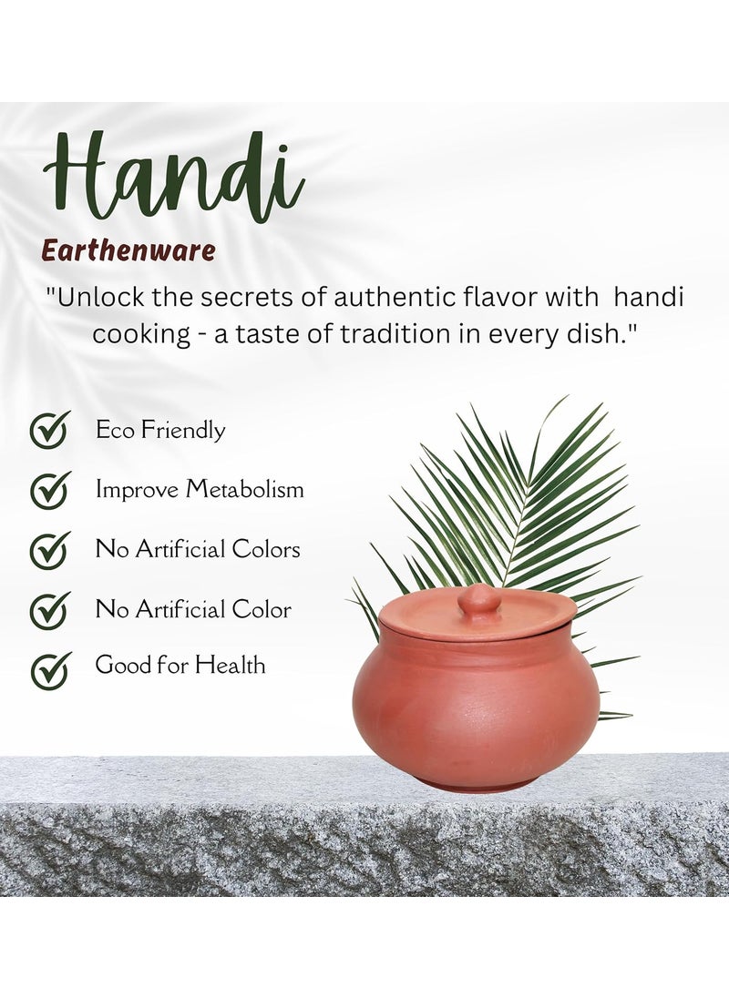 Stark Mart India Clay Curd Pot for Cooking, Clay Handi for Kitchen, Safe, Lightweight & Durable Clay Dahi Handi, Brown Colour 1800ml (Pack of 1) Mathani Pot