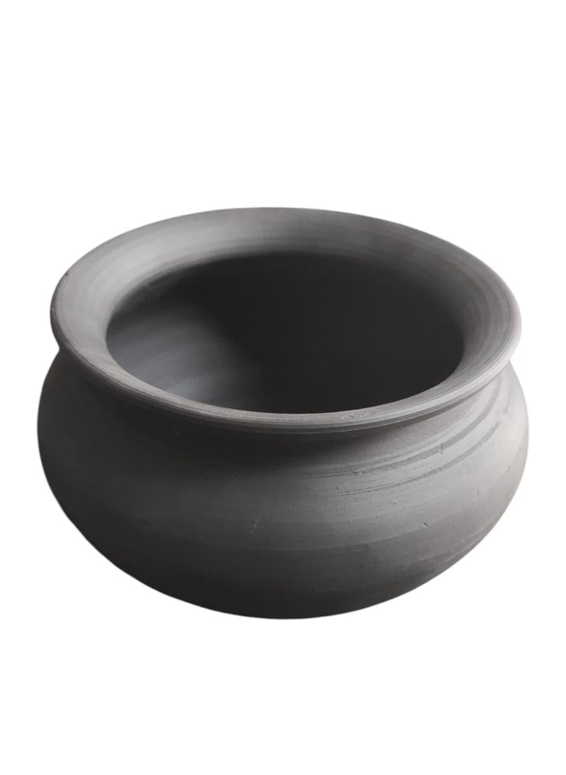 Handmade Clay Curd Pot 1.5L | Black Mitti Handi with Lid | Organic Earthen Cookware for Traditional Cooking & Fermentation | Large Size (8x7 Inch)