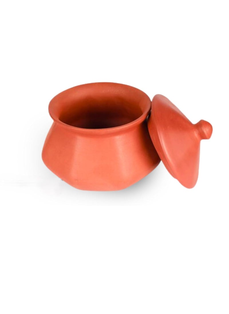Stark Mart India Clay Curd Pot for Cooking, Round Brown Clay Handi, 1L (Pack of 1)