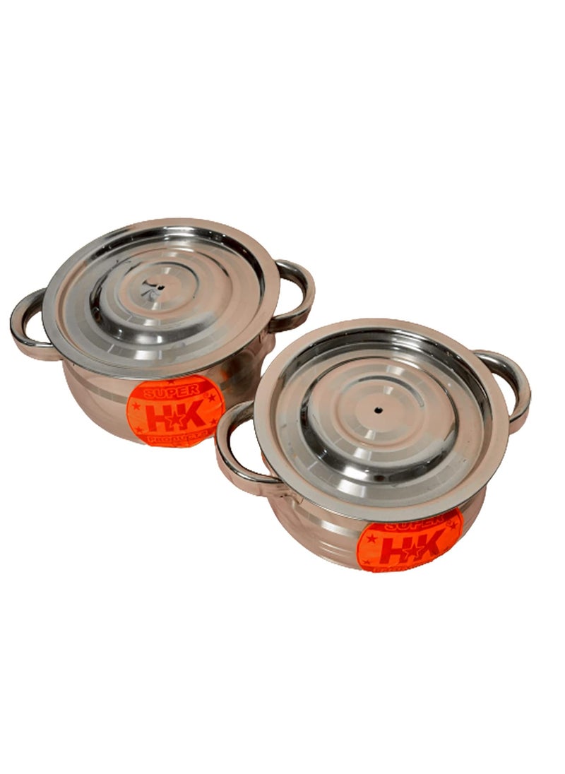 Super HK Stainless Steel Handi/Pot Biryani Punjabi Handi with Handle (1 Litre & 1.5 Litre)
