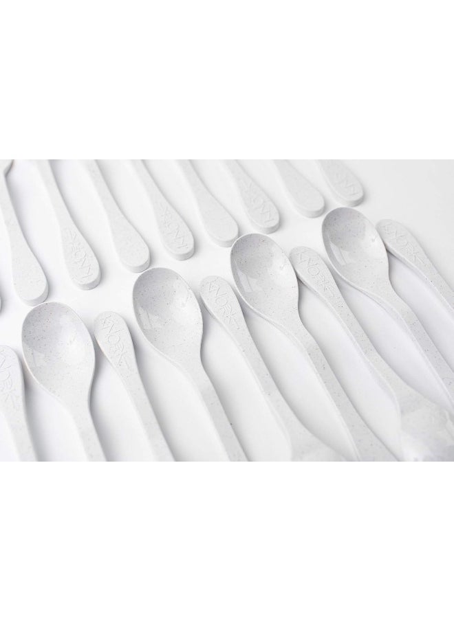 Knork Eco Spoon Biodegradable Reusable Flatware Set, 12 Piece, White