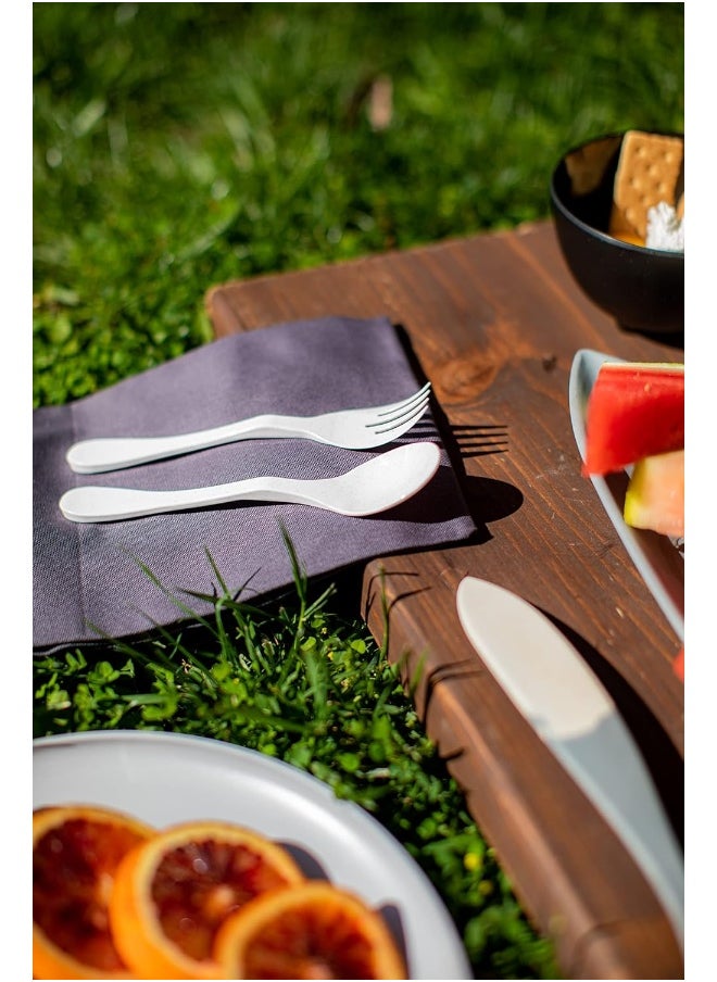 Knork Eco Spoon Biodegradable Reusable Flatware Set, 12 Piece, White