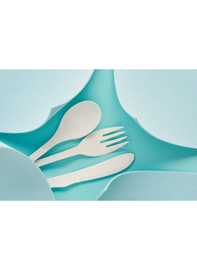 Knork Eco Spoon Biodegradable Reusable Flatware Set, 12 Piece, White