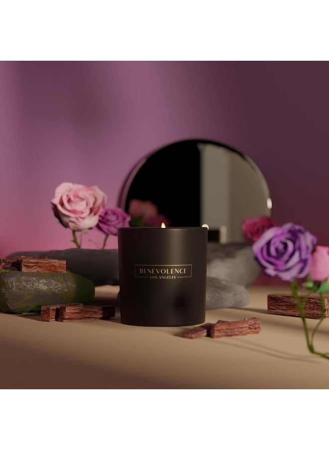 Benevolence LA Rose & Sandalwood Scented Candle | 6 oz Scented Candles for Home Scented | Natural Soy Candles Gifts for Women | 35 Hour Burn Aromatherapy Candle | Summer Candles